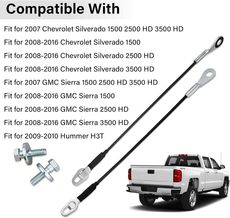ROOTMUTIFY 25838260 Tailgate Cable Strap with Bolt, Tailgate Parts, Fit for 2007-2016 Chevy Silverado GMC Sierra 1500 2500HD 3500HD, Replace 25838261 11609938 (2 Pcs) - Image 2